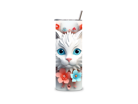 Beautiful Floral Cat 20 oz Tumbler