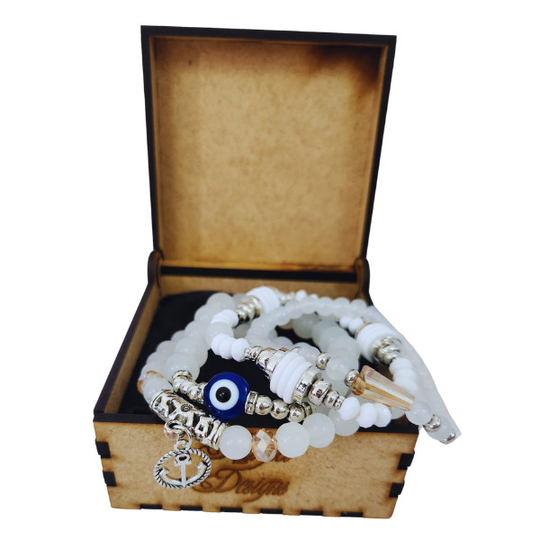 Mystic Anchor Snow Quartz Stack Bracelet Set