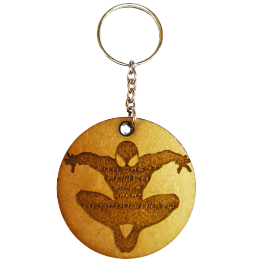 Spiderman With Great Power Themed Keyring