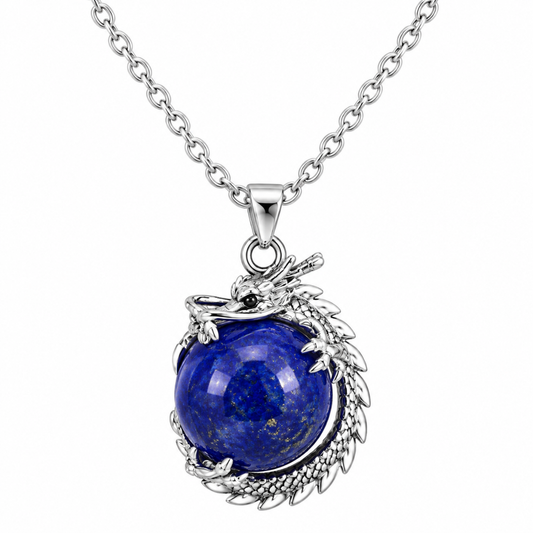 Lapis Lazuli Dragon Pendant Necklace