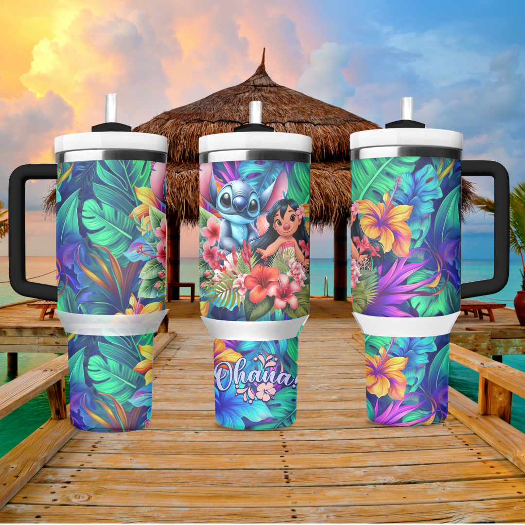 Stitch Ohana Tropical 40oz Quencher Tumbler