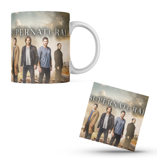 Supernatural Themed Coffee Cup and Coaster Set