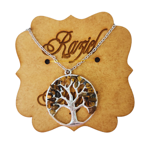 Tiger's Eye Tree of Life Necklace: Guardian's Embrace