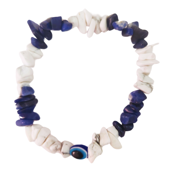 Tranquil Guardian: Lapis Lazuli and Howlite Bracelet with Nazar Charm