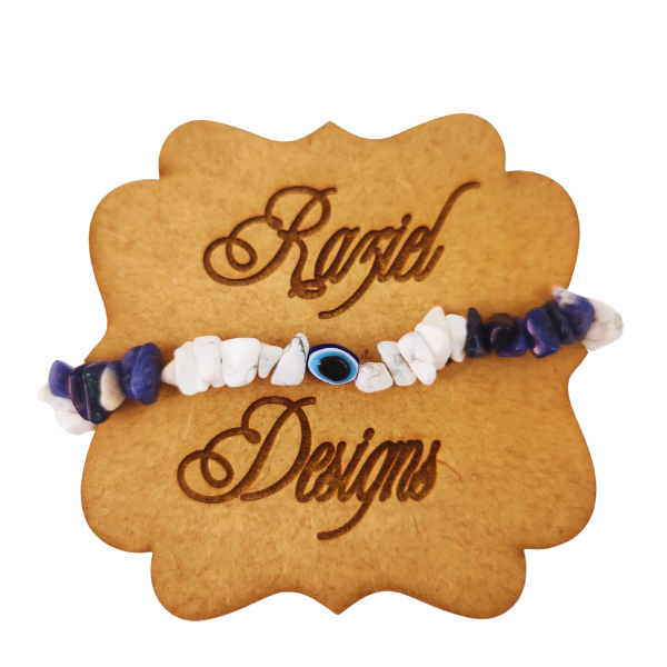 Tranquil Guardian: Lapis Lazuli and Howlite Bracelet with Nazar Charm