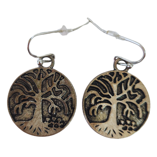 Tree of Life Stainless Steel Earring Set