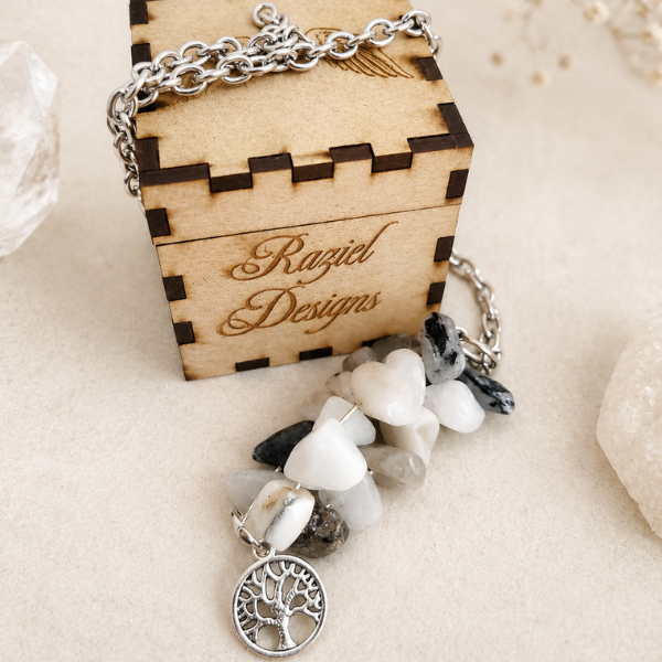 Tree of Wisdom Rutilated Quartz Divination Pendulum