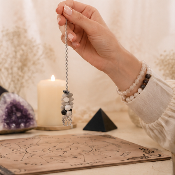 Tree of Wisdom Rutilated Quartz Divination Pendulum