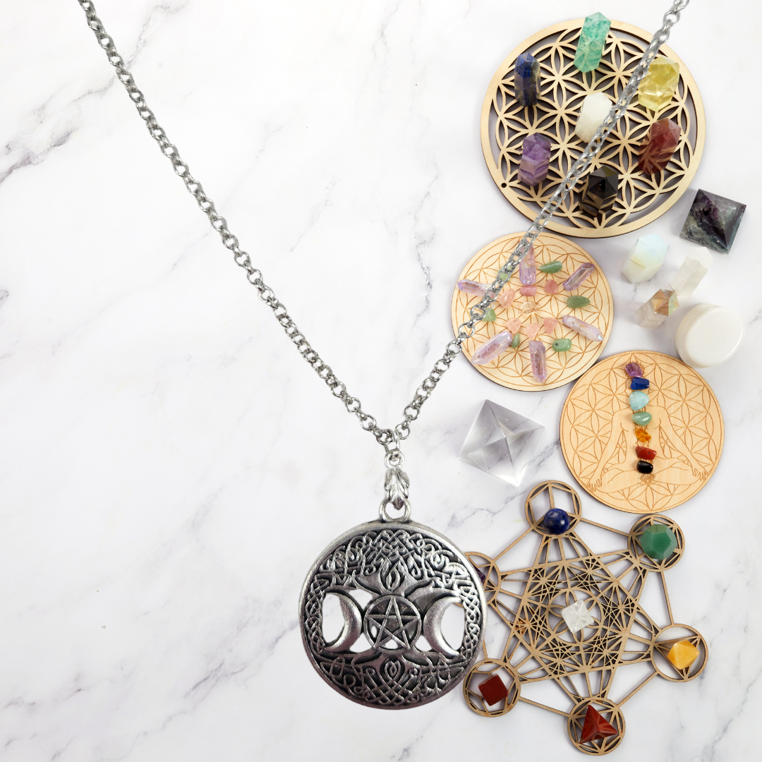 Triple Moon Pentacle Necklace