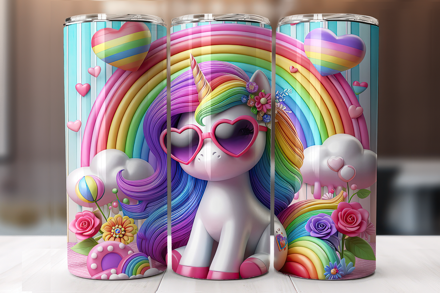 Rainbow Unicorn 20 oz Tumbler