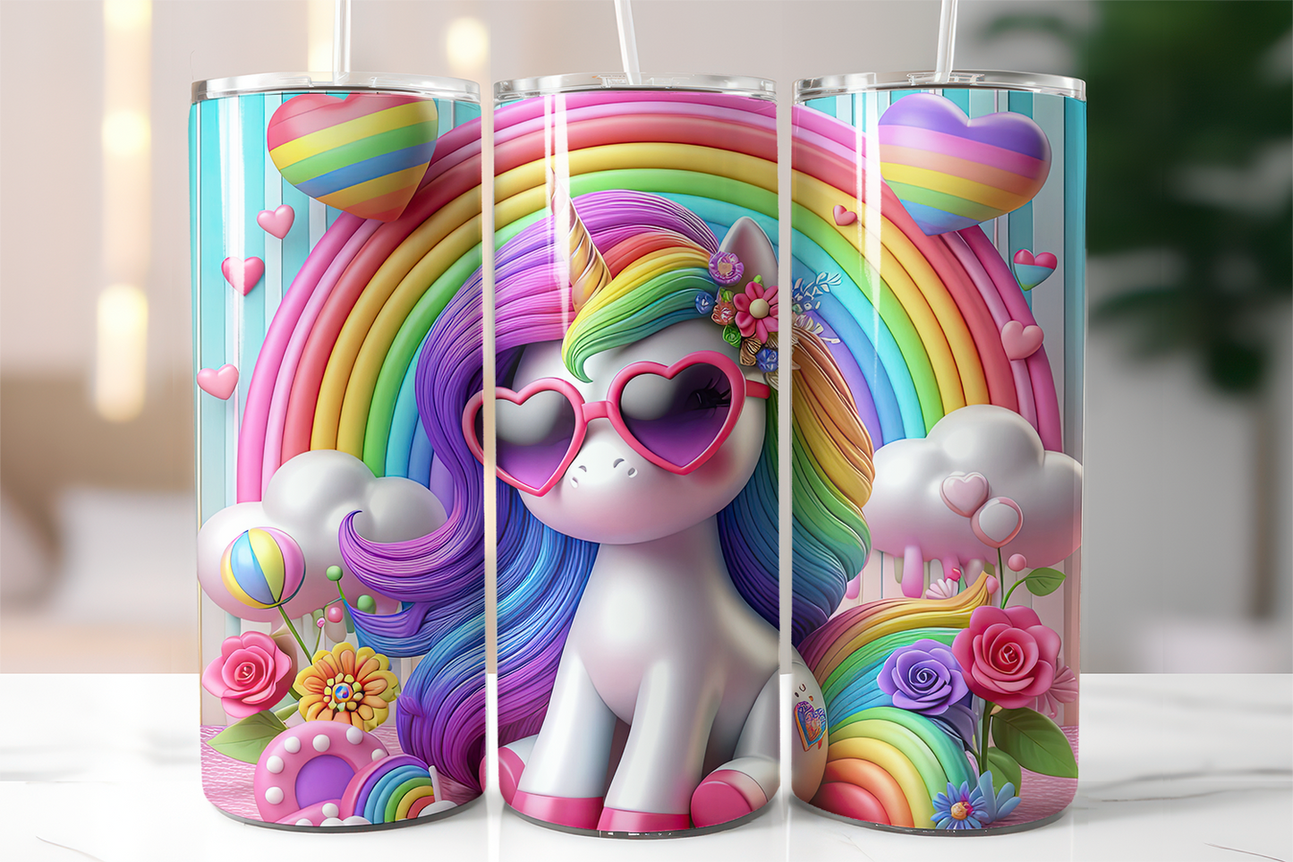 Rainbow Unicorn 20 oz Tumbler