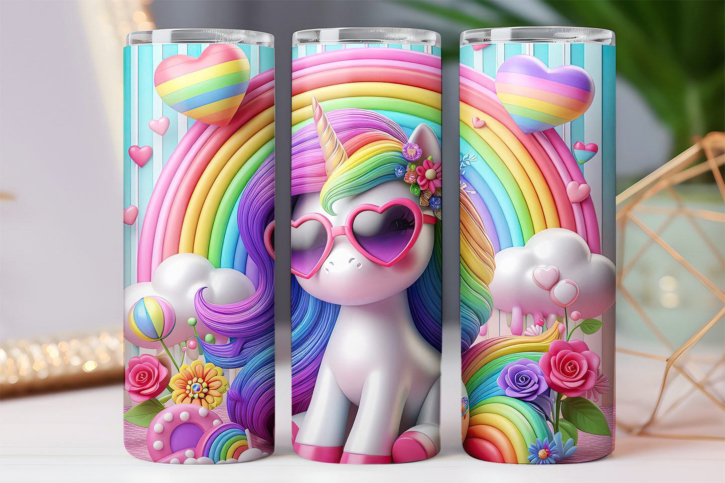 Rainbow Unicorn 20 oz Tumbler