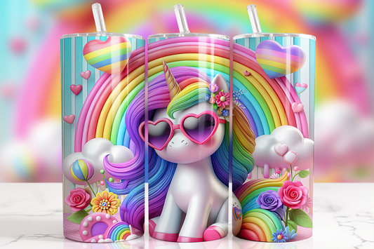 Rainbow Unicorn 20 oz Tumbler