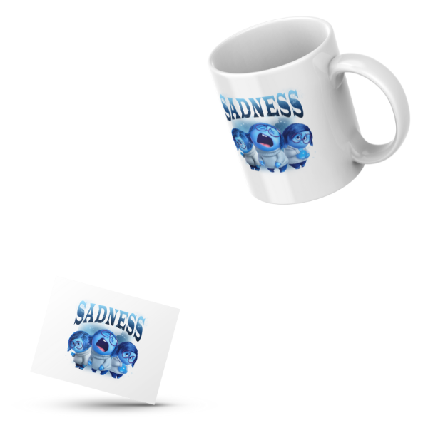 Sadness Themed Coffee Cup and Coaster Set