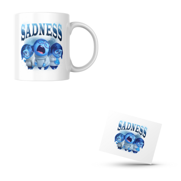 Sadness Themed Coffee Cup and Coaster Set