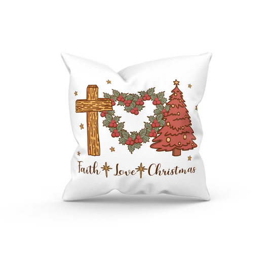 Faith Love Christmas Throw Pillow