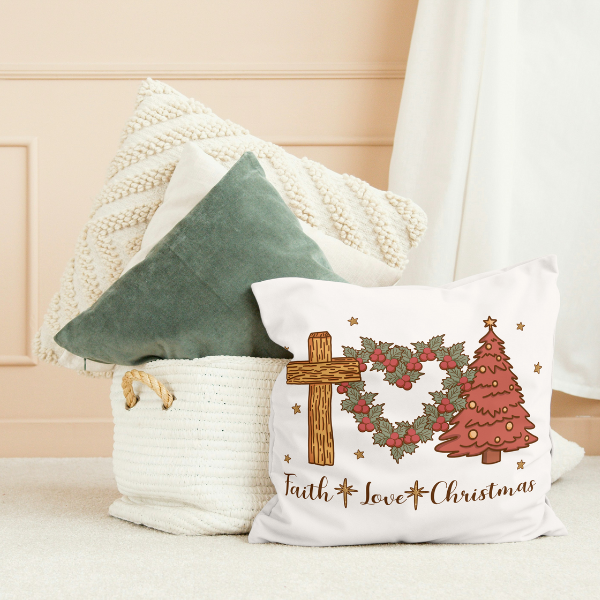 Faith Love Christmas Throw Pillow