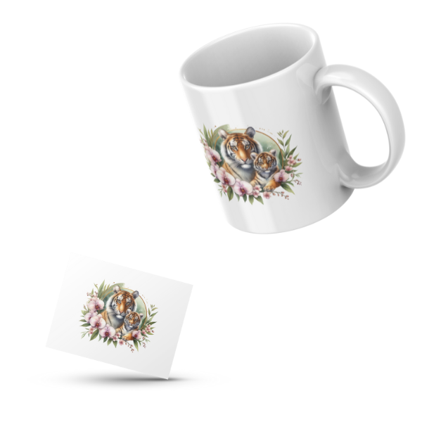 Floral Tiger Coffee Cup and Coaster Set