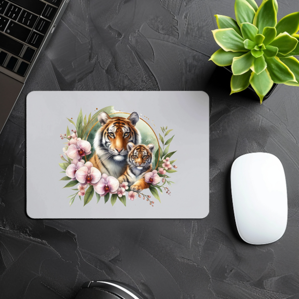 Floral Tiger Mouse Pad