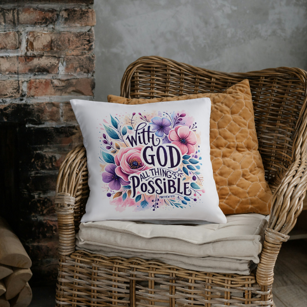 With God All Things Possible Throw Pillow