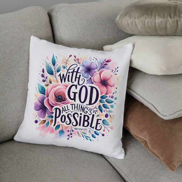 With God All Things Possible Throw Pillow