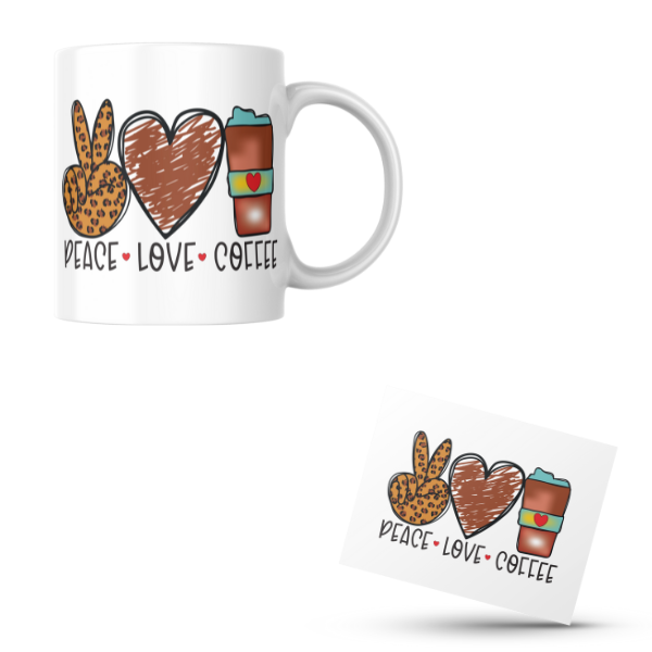 Peace Love Coffee Coffee Cup and Coaster Set