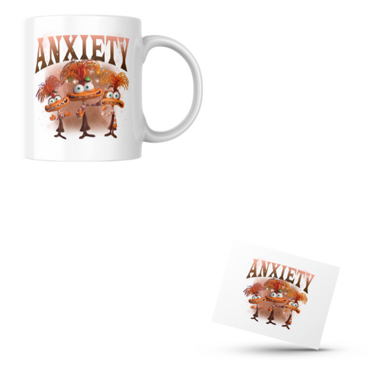 Anxiety Themed Coffee Cup and Coaster Set