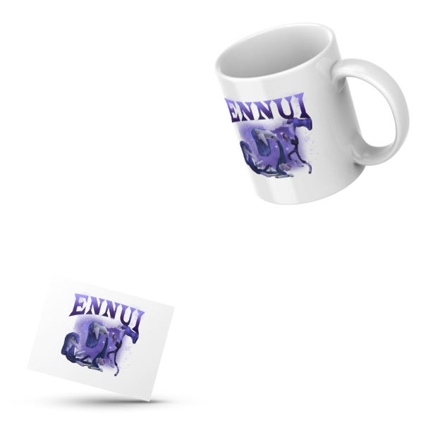 Ennui Themed Coffee Cup and Coaster Set