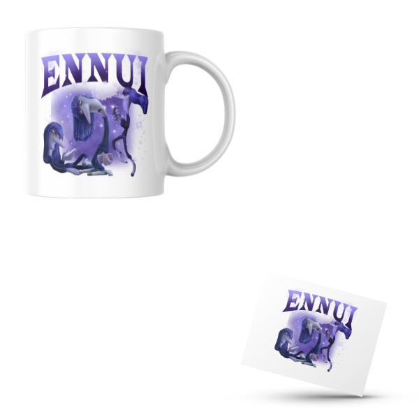 Ennui Themed Coffee Cup and Coaster Set