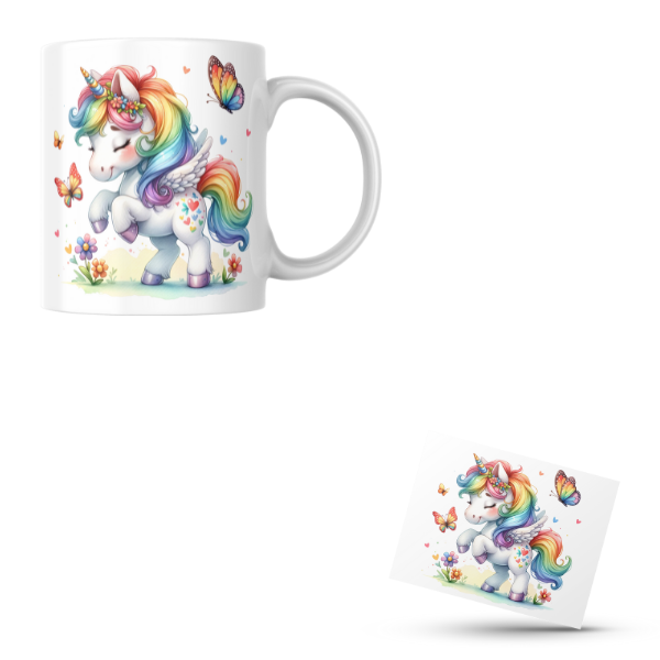 Cute Unicorn Coffee Cup and Coaster Set