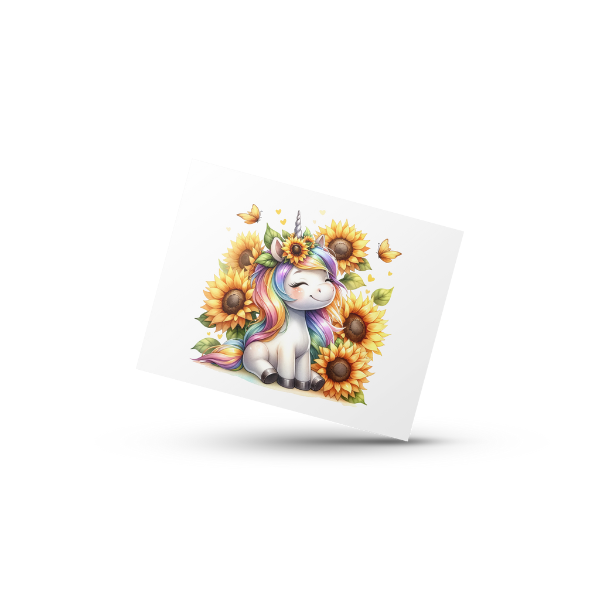 Cute Sunflower Unicorn Coffee Cup and Coaster Set