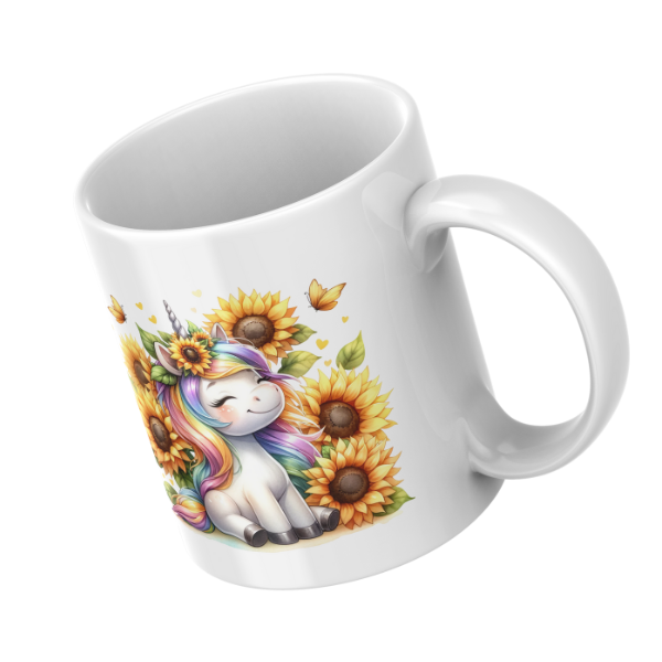 Cute Sunflower Unicorn Coffee Cup and Coaster Set