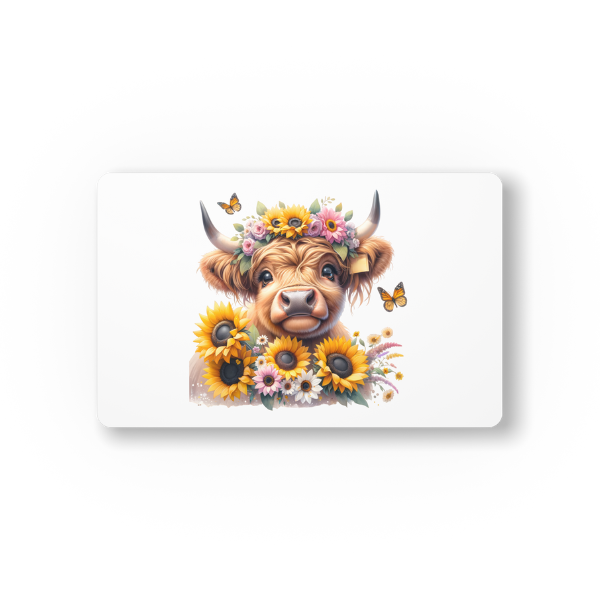 Cute Sunflower Highland Cow Mouse Pad