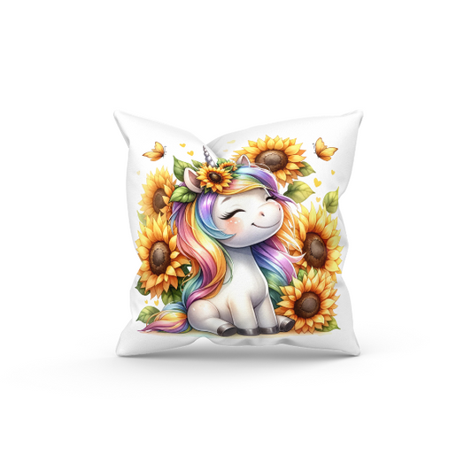 Cute Sunflower Unicorn Throw Pillow