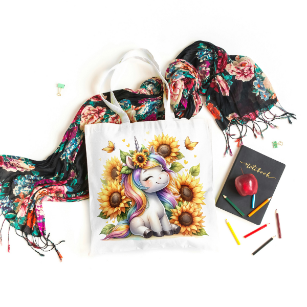 Cute Sunflower Unicorn Shopping Bag