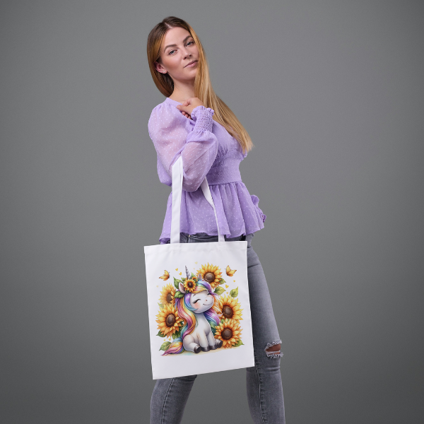 Cute Sunflower Unicorn Shopping Bag