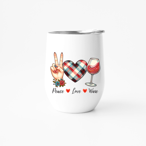 Peace Love Wine 12 oz Wine Tumbler