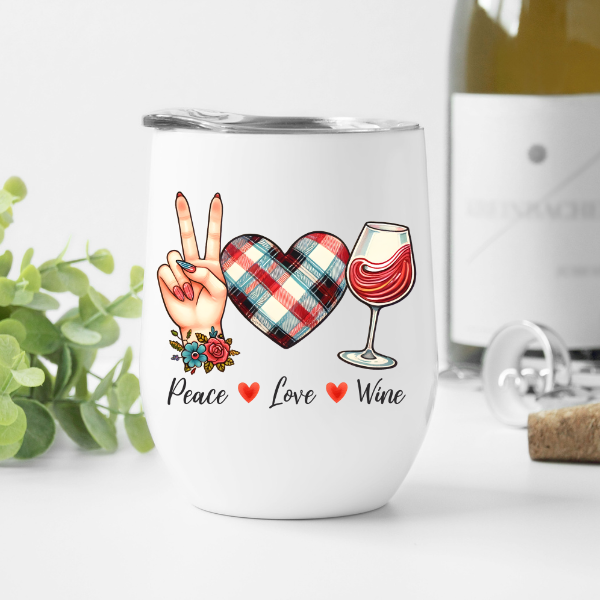 Peace Love Wine 12 oz Wine Tumbler