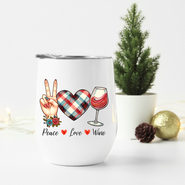 Peace Love Wine 12 oz Wine Tumbler