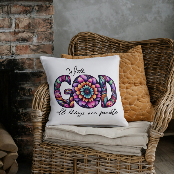 With God All Things Are Possible Throw Pillow