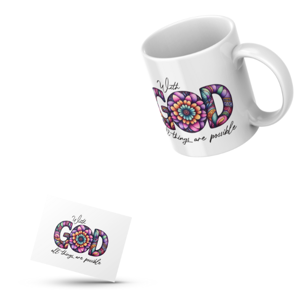 With God All Things Are Possible Coffee Cup and Coaster Set