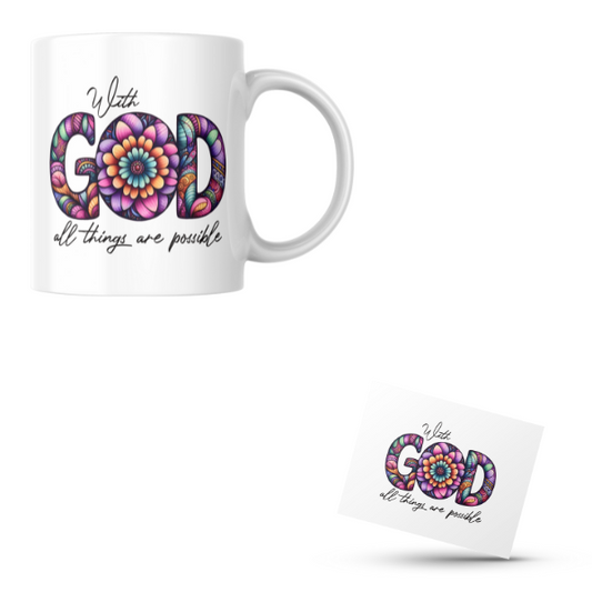 With God All Things Are Possible Coffee Cup and Coaster Set