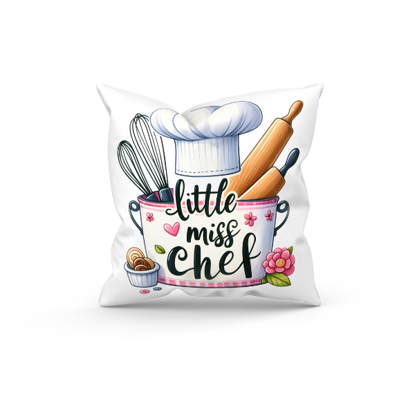 Little Miss Chef Throw Pillow