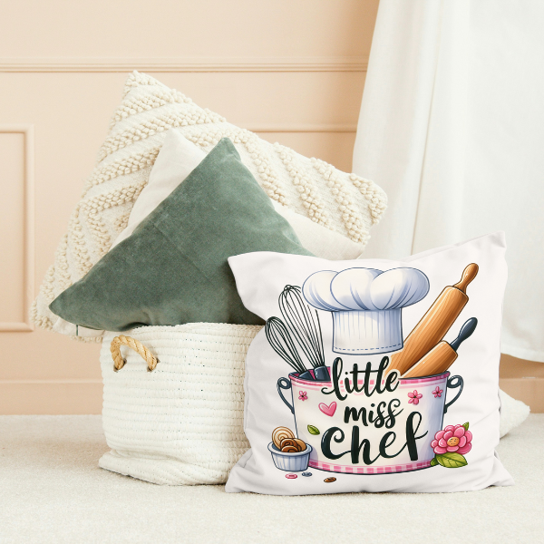 Little Miss Chef Throw Pillow