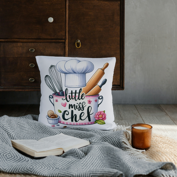 Little Miss Chef Throw Pillow