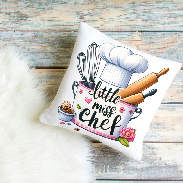 Little Miss Chef Throw Pillow