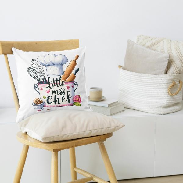 Little Miss Chef Throw Pillow