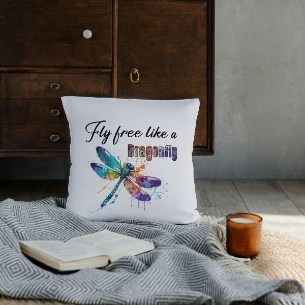 Fly Free Like A Dragonfly Throw Pillow