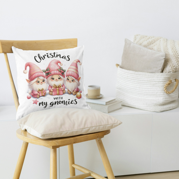 Christmas With My Gnomies Throw Pillow