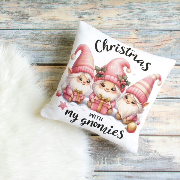 Christmas With My Gnomies Throw Pillow